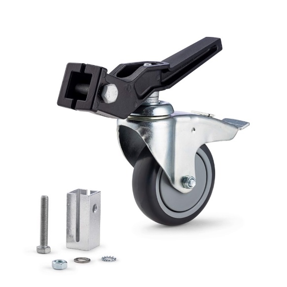 A9000N BRAKED WHEEL SET FOR SQUARE LEG (BLACK)