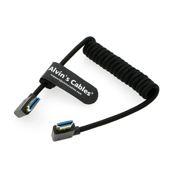 Alvin's Cables Left Angle HDMI to Right Angle HDMI (30–45cm) / BLACK