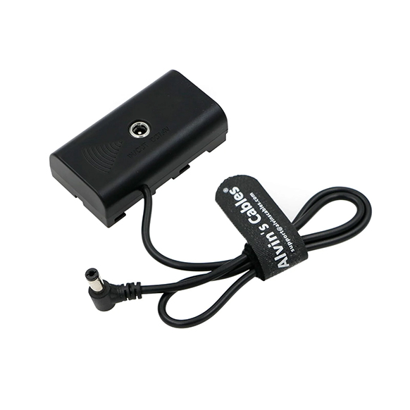 Alvin's Cables Right Angle DC (5.5×2.1mm) to NP-F Dummy Battery (with DC Female) (50cm)